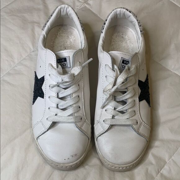 VINTAGE star sneakers Carla White Cheeta size 8 - Picture 1 of 9